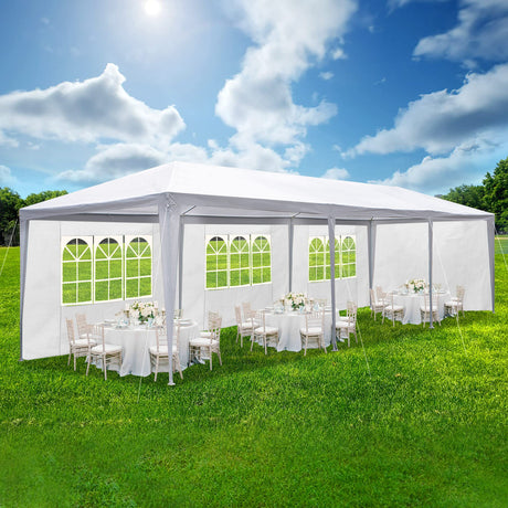Smartxchoices 10' x 30' Outdoor Waterproof Gazebo Canopy Tent with Removable Sidewalls and Windows Heavy Duty Tent for Party Wedding Events Beach BBQ, White Smartxchoices