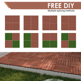 PrimeZone 27 PCS FSC Certified Acacia Wood Interlocking Patio Deck Tiles - 12" x 12" Indoor Outdoor Waterproof Flooring Tiles for Balcony, Backyard, Garden & Poolside, All Weather Use, Brown PrimeZone