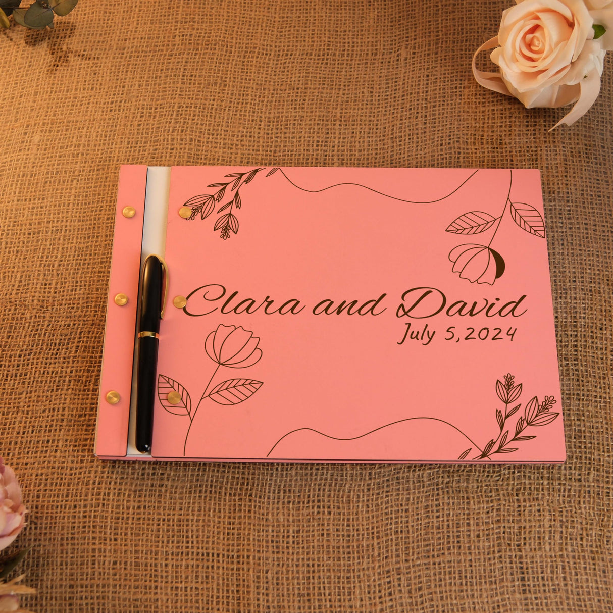 Personalized Wedding Wooden Guest Book, Letters to the Bride, Rustic Style Wedding Guest Book, Laser Engraved Guest Book, Photobooth Guestbook, 2 sizes and 50 high quality pages, 5 Rustic Colors TRENDSHOPIC