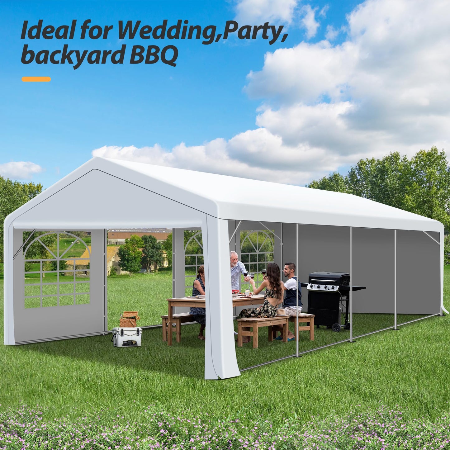 Raysfung 20' x 30' Party Tent Heavy Duty, Wedding Tent with Removable Sidewalls, Outdoor Gazebo Event Shelters Canopy for Birthday Party