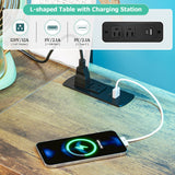 Loft Bed Twin Size with L-Shaped Desk and Storage, Metal Bunk Bed with Desk Underneath and LED Lights & Charging Station, Twin Loft Bed with Desk, 5 Drawer 2 Pegboards, Safety Guard Ladder, Brown BYSAUD