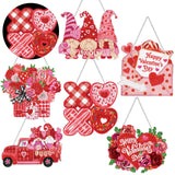 Chiisong 6 Pcs Valentine's Day Diamond Painting Glow in The Dark Diamond Art Painting Kits Flower Truck Wreath Love Gnome Tree Hanging Ornaments for DIY Holiday Decoration Gift Chiisong