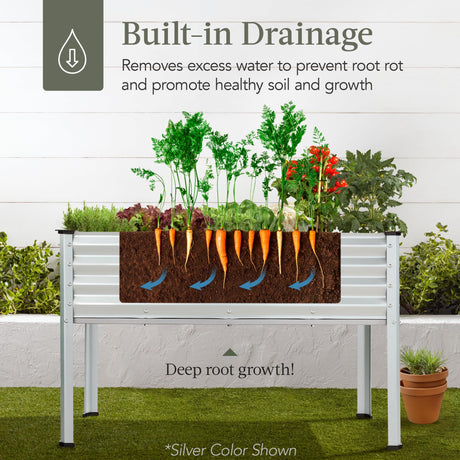 Best Choice Products 48x24x30in Galvanized Raised Garden Bed, Metal Elevated Planter Box, Vegetable Garden for Backyard, Patio, Balcony - Charcoal Best Choice Products