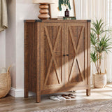 YITAHOME Shoe Cabinet with Doors, Farmhouse 5-Tier Shoe Storage Cabinet for Entryway, Large Capacity Wooden Shoes Rack Organizer for Entryway/Hallway/Closet, Brown YITAHOME