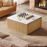 Tribesigns 31.5" Square Coffee Table, Modern Wood Center Table Cocktail Furniture for Living Room, White & Brown Tribesigns