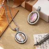 Junkin 24 Pcs Sublimation Rhinestone Trays Pendant Set, Including 6 Double Sided Blank Rhinestone Bezel Trays, 6 Pcs Thick Chains with 12 Sublimation Discs for Making (Multiple Style) Junkin