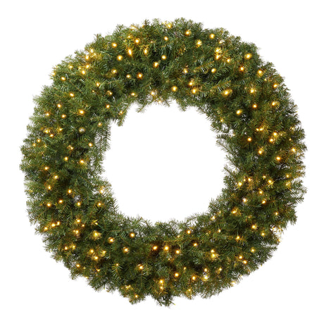 Casafield Pre-Lit Artificial Christmas Wreath for Front Door, Window or Mantel, Green Fir with White Lights Indoor/Outdoor Holiday Decor, 48 Inches Casafield