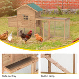 Wooden Chicken Coop, 80” Large Chicken Run 2 Tier Guinea Pig Pet House Outdoor with Pull Out Tray & Ramp Bunny Cage with Egg Box Rabbit Hutch with Lockable Door for Indoor Backyard(Original Wooden) Phonjoroo