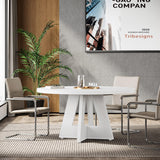 Tribesigns 47-Inch Round Conference Table for 4-6 People, Wooden Meeting Room Table with Thicken Tabletop and Wood Base (White) Tribesigns