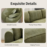 Opiesit 124" Oversized Boneless Couches for Living Room, Sectional Curved Sofa with 7 Pillows, L-Shape Boneless Couch with Deep Seat, High-Density Memory Foam, No Assembly Required, Chenille (Green) Opiesit