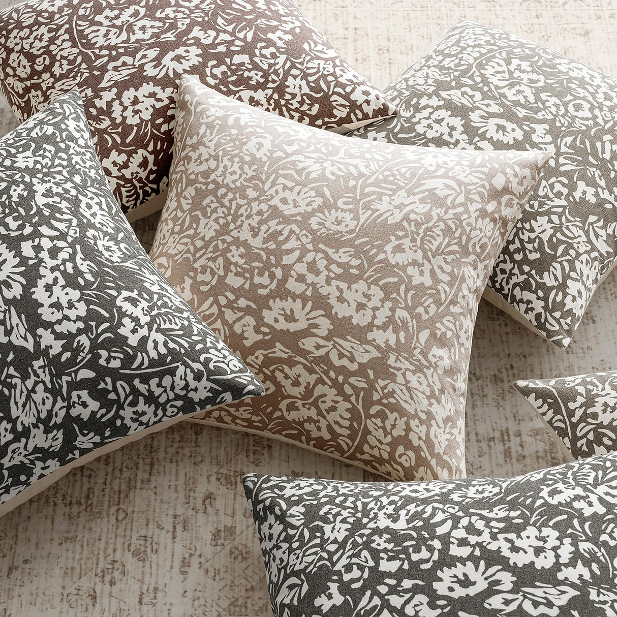 MIULEE Floral Pillow Covers Decorative Throw Pillow Covers 18x18 Pack of 2 Modern Linen Cushion Covers Farmhouse Neutral Pillow Covers for Living Room Sofa Bed,Cream Oatmea MIULEE