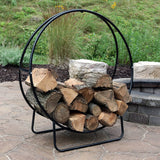 Sunnydaze 48-Inch Firewood Log Rack Hoop - Indoor/Outdoor Round Tubular Steel Wood Storage Holder Sunnydaze