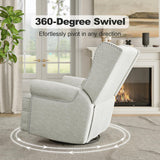 RoyalCraft Swivel Recliner Chair with Extra Large Footrest, Comfy Upholstered Glider Rocking Chair for Living Room, Bedroom and Office, Off White RoyalCraft