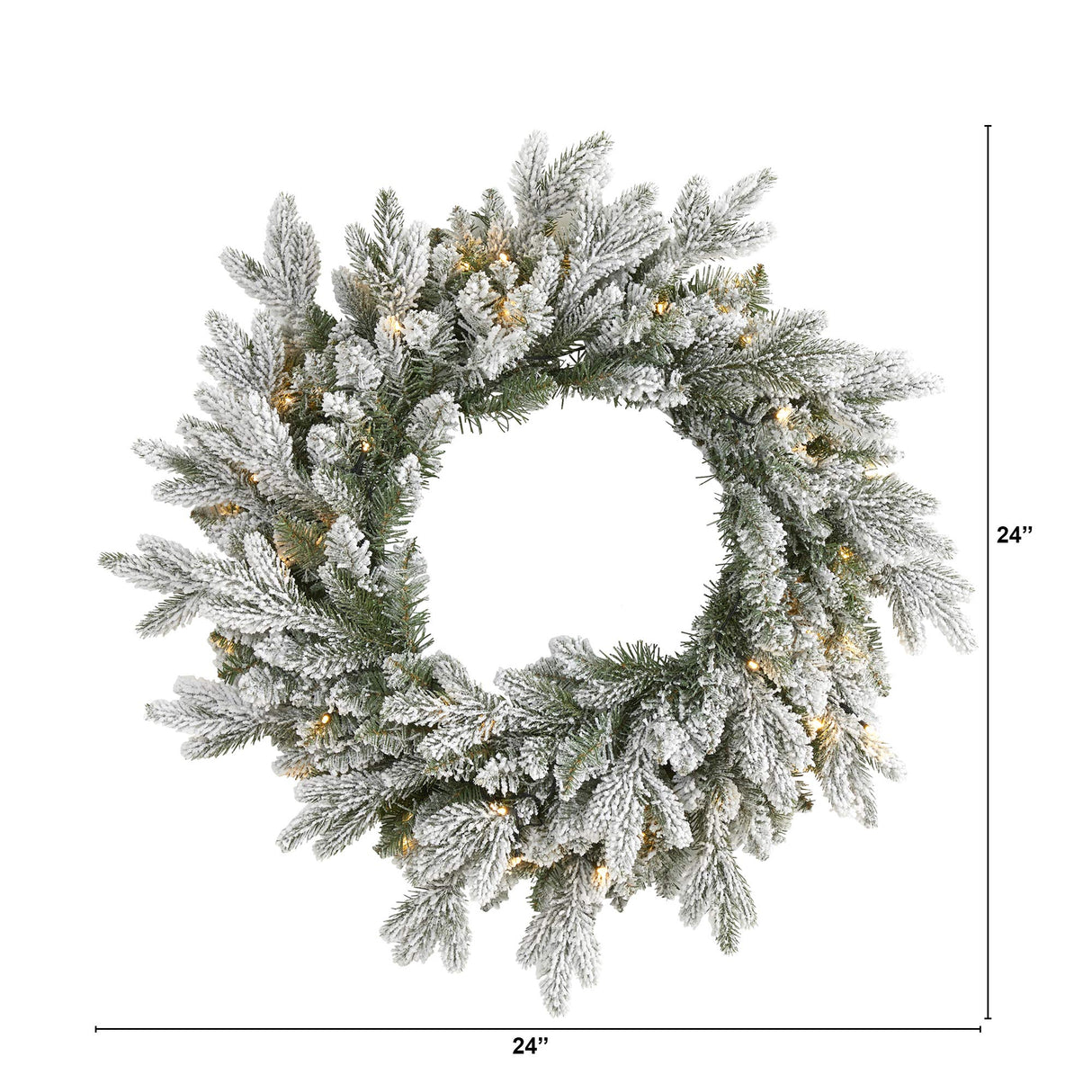 Nearly Natural 24in. Flocked Artificial Christmas Wreath with 50 LED Lights Nearly Natural