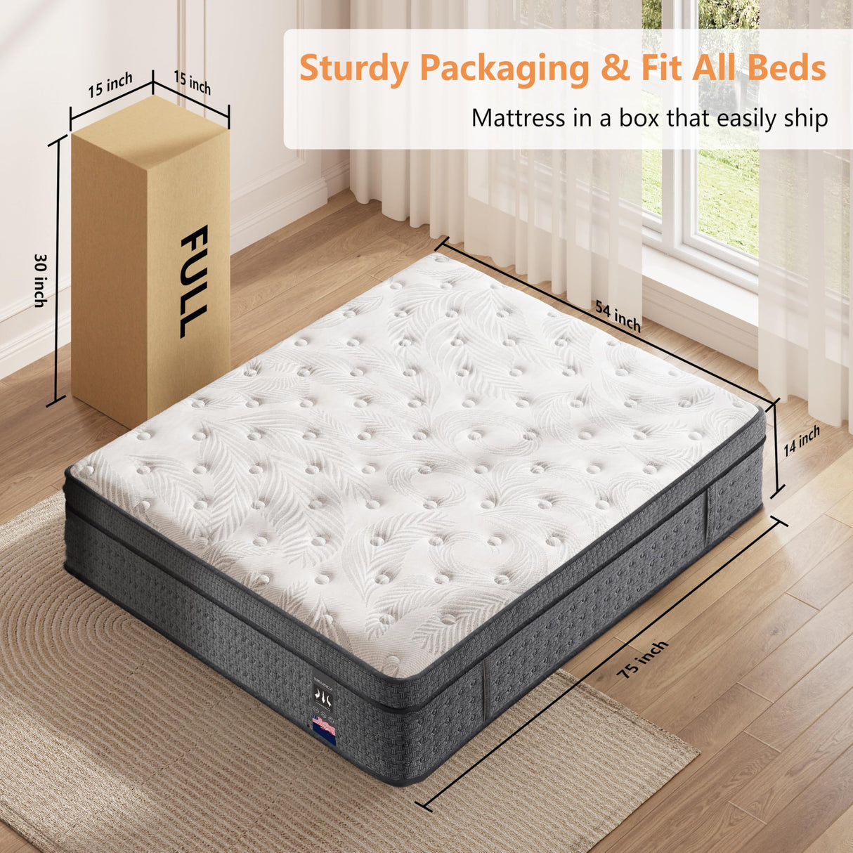 Full Size Mattress 14 inch, Medium Firm Hybrid Mattress with Cooling Gel Memory Foam, Independent Spring for Motion Isolation, Full mattress in a Box, Pressure Relief & Upgraded Support, CertiPUR-US Pamag pieeoo