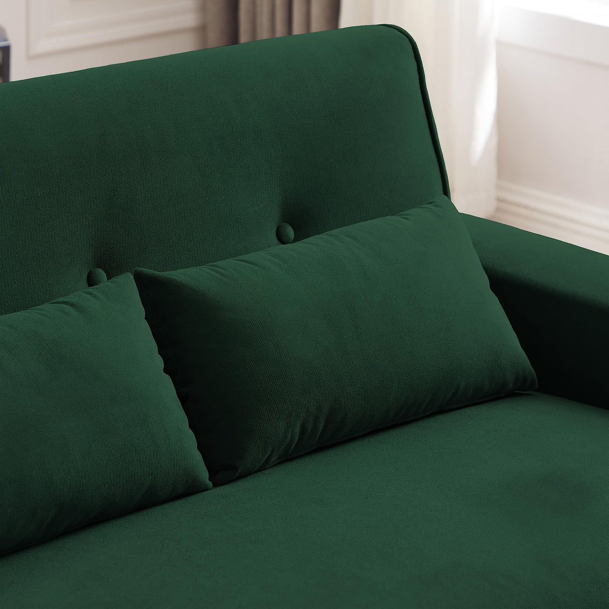 Jarenie 48" Loveseat Sofa, 2 Seater Love Seat Mid Century Modern Small Couches for Living Room Bedroom Apartment, 2 Throw Pillows and Wooden Legs, Green Jarenie