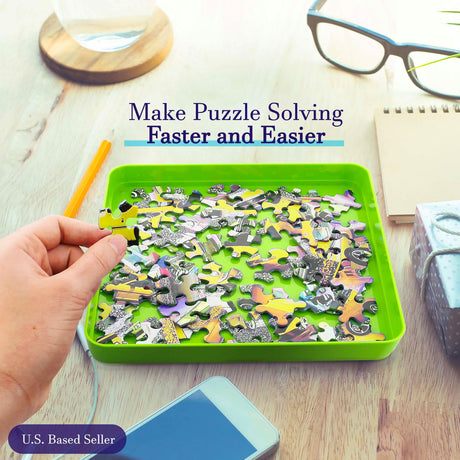 Jigitz 6 Pack Green ABS Plastic Jigsaw Puzzle Organizer Trays for Large Puzzles Up to 1000 Pieces Jigitz