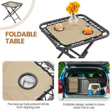 Yaheetech 3PCS Zero Gravity Recliner Portable Outdoor Reclining Chair Set w/Side Table Folding Chaise Lounge Chairs for Patio Beach Deck Garden Pool Beige Yaheetech