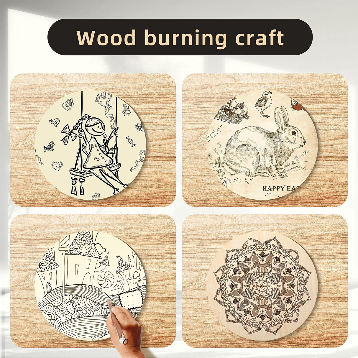 Round Wood Circles for Crafts Round Wood Cutouts Unfinished Round Wood Discs for Door Hanger Design Wood Burning (1, 24 Inch) Jetec