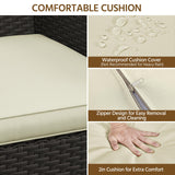 Yaheetech 5-Piece Patio Furniture Set, Outdoor Rattan 4 Dining Chairs & Tempered Glass Table with Umbrella Hole, for Garden Backyard Deck Balcony, Brown/Beige Yaheetech