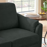 Portaforta 59" Small Loveseat Sofa, Mid Century Modern Linen Love Seat with Back Cushions, 2-Seater Couch Sofa for Lving Room, Bedroom and Small Space, Black Portaforta