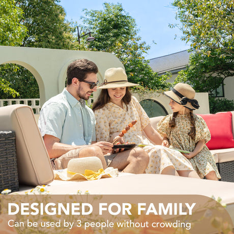 Devoko 5 Pieces Patio Furniture Sets All Weather Outdoor Sectional Patio Sofa Manual Weaving Wicker Rattan Patio Seating Sofas with Cushion and Glass Table(Beige) Devoko
