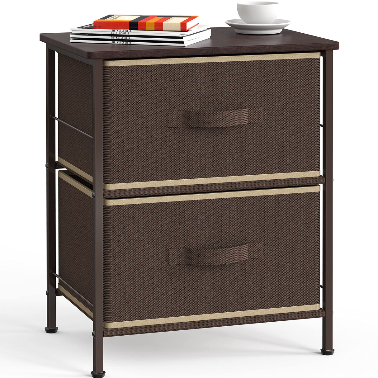 Simple Houseware Night Stand Dresser for Bedroom 2-Tier Organizer Drawer Storage Tower, Brown Simple Houseware
