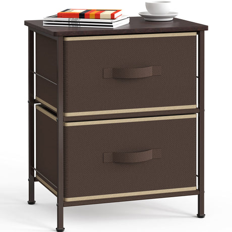 Simple Houseware Night Stand Dresser for Bedroom 2-Tier Organizer Drawer Storage Tower, Brown Simple Houseware