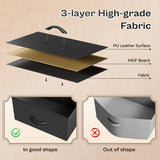 Huuger LED TV Stand for Bedroom, 55 Inch Dresser with Power Outlets, Entertainment Center for 60, 55, 50 Inch TV, 6 Drawer Dresser for Bedroom, Chest of Drawers with Open Shlef, PU Leather, Black Huuger