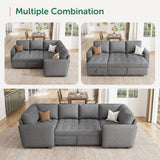 HONBAY Modular Sectional Sleeper Sofa with Pull Out Bed, Pull Out Bed for Sectional Couch, Grey HONBAY