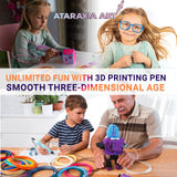 ATARAXIA ART 3D Stencil Book 40 Patterns, Drawing Molds Design Paper for 3D Pen, Reusable Colorful 20 Sheets 40 Pattern, Clear Pad & 2 Finger Caps, Painting Graffiti Template for 3DPen Kids DIY Gifts ATARAXIA ART