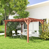 Outsunny 11' x 12.5' Outdoor Wood Pergola with Grape Trellis with Stable Structure for Climbing Plant Support for Patio, Deck, Backyard, Lawn, Brown Outsunny