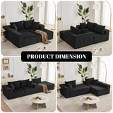 108” Modular Sectional Sofa, Cloud Sectional Couch with Deep Seat, Modern Modular L-Shape Sofa Couch with Chaise,Upholstered Couches for Living Room Bedroom (Black, Right Facing Chaise) Weture