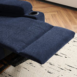 75'' Manual Reclining Sofa with Storage Drawer, 3 Seat Wall Hugger Recliner Couch with Cup Holders, Side Pockets, Chenille Fabric, Compact 3-Person Recliner for RV, Living Room, Apartment (Blue) LURVIA