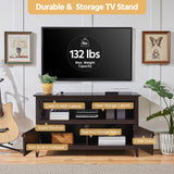 Yaheetech Wooden TV Stand for TVs Up to 50 inch, Media Entertainment Center Table, TV Cabinet Table with Storage Open Shelf & 2 Doors for Living Room, Espresso Yaheetech