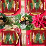 100Pcs Red Pines Trees Paper Napkins Christmas Disposable Party Napkin 6.5" Seasonal Winter Xmas Luncheon Hand Towel for Holiday New Year Party Table Decor AllReal