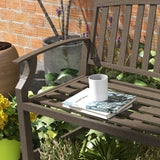 Outsunny 46" Brown Metal Garden Bench with Wood-Look Slatted Frame for Patio and Yard Outsunny