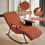 VECELO High Back Nursery Rocking Chair with Foot Rest, Teddy Upholstered Reclining Glider Rocker, Comfy Armchair Padded Seat Removable Side Pockets for Living Room, Bedroom, Balcony VECELO