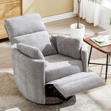 Recliner Swivel Rocking Glider Chair, Upholstered Nursery Adult Recliner Rocking Chair with 2 Pillows for Living Room Bedroom(LIGHTGREY, Manual Operation) choairy