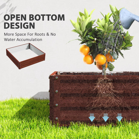 Outsunny Galvanized Raised Garden Bed, 4' x 4' x 1' Metal Planter Box, for Growing Vegetables, Flowers, Herbs, Succulents, Natural Wood Outsunny