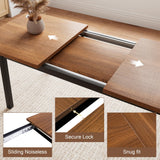 Einhomn 5 Pieces Dining Room Table Set for 4-6, 63" Extendable Kitchen Table Set with 2 Benches & 2 Stools, Small Dining Table Set with Metal Frame & MDF Board, Walnut Einhomn