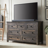 RedLemon Farmhouse 7 Drawer Dresser for Bedroom, 54 Inch Wide Rustic Wood Dresser TV Stand, Dresser Chest of Drawers for Closet, Living Room, Hallway, Dark Rustic Oak RedLemon