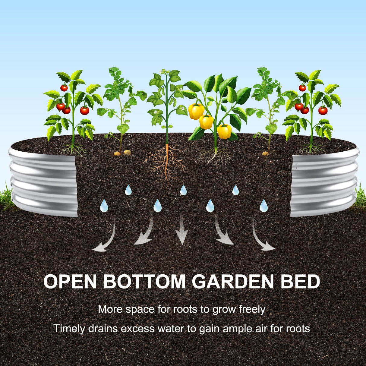 Land Guard Galvanized Raised Garden Beds Outdoor with 2 Magnetic Solar-Powered Lights(Grey), Metal Planter Raised Beds, 4×2×1Ft Metal Raised Garden Beds for Gardening, Vegetables, Flowers Land Guard