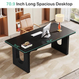 Tribesigns Modern Executive Desk, 70.9" Large Office Computer Desk, Conference Table Meeting Room Table, Simple Workstation Business Furniture for Home Office, Black Tribesigns