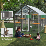 Extra Large Catio Outdoor Cat Enclosure Waterproof, Walk-in Outdoor Pet House for Multiple Cats, Catio Cat Run Cage with Bridges, Weatherproof Full Cover, 8 Platforms, 2 Resting Box Magazoopet