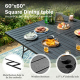 MIXPATIO 9 Pieces Outdoor Dining Set for 8, Patio Dining Set Wicker Rattan Chairs with Soft Cushion and Square Table with Umbrella Hole, Wicker Patio Table and Chairs for Backyard Porch MIXPATIO