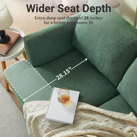 Busaurus Loveseat Sofa 56" Mid Century Modern Small Couches for Small Spaces Love Seat with 2-Seat Upholstered Cushion Sofa Couches for Bedroom, Living Room, Apartment, Office (Green) Busaurus