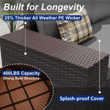 ASJMR Outdoor Patio Furniture Set with Fire Pit Table, 13 Pieces Outdoor Furniture Set Patio Sectional Sofa w/43in Propane Fire Pit, PE Wicker Rattan Patio Conversation Sets - Grey ASJMR