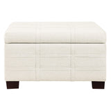 OSP Home Furnishings Detour Strap Square Storage Ottoman with Tray and Solid Wood Legs, Linen Fabric Office Star Products