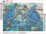 MXJSUA DIY Ocean Turtle Diamond Painting Kits for Adults, Diamond Gem Art Painting for Beginners, Diamond Picture with Full Round Drill Dots Craft Set Gift, 12 * 16 Inch MXJSUA
